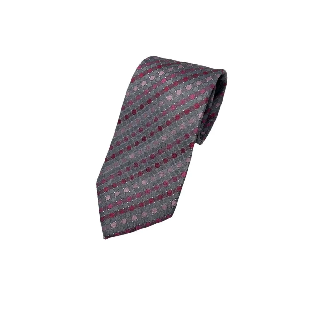 Calvin Klein‎ Gray & Pink Polka Dot Silk Tie 59